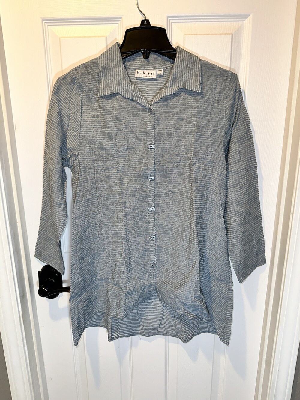 Habitat Women’s Button Down Shirt Striped Floral Small Relaxed Lagenlook Tunic